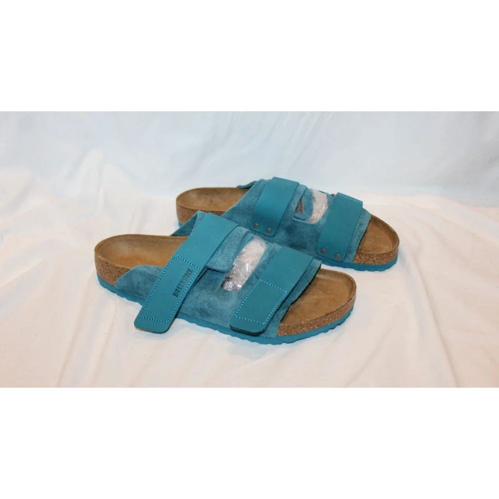 BIRKENSTOCK Uji Slide Sandal Digital Turqoise Genuine Leather Men EU 44 REGULAR